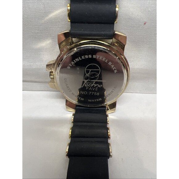 Bust Down Techno Pave Hip Hop Men's Iced Bling Rubber Band Watches WR 7758 - Picture 6 of 11